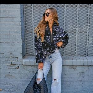 Vici Black and White Paisley Hoodie